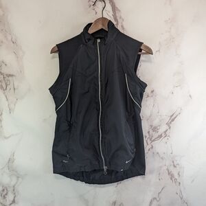 Nike Vest Womens Medium Black Jacket Windbreaker Vtg 90s Y2K Cycling Golf Zip In
